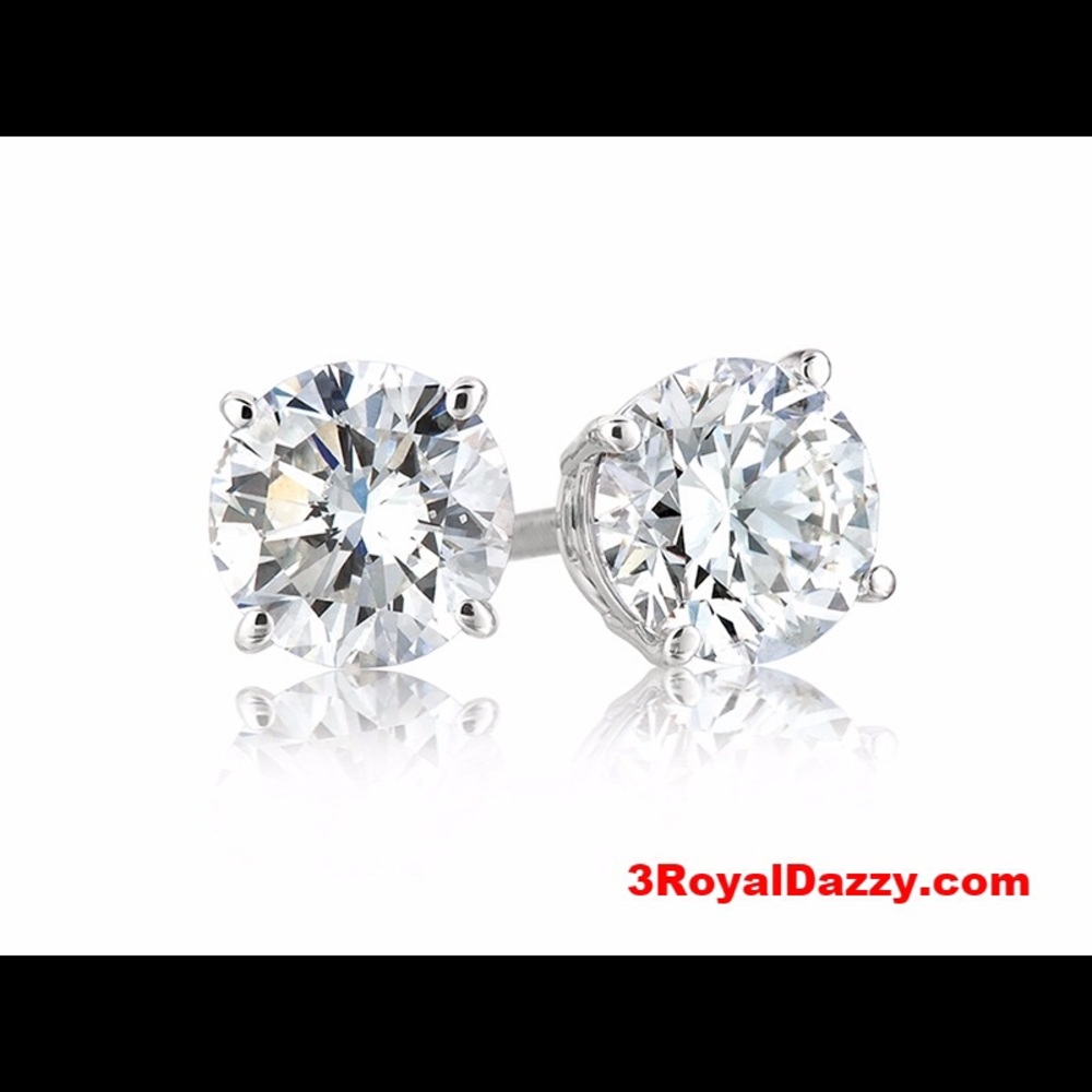 Platinum Layered Sterling Silver Round 1ct Cz Stud